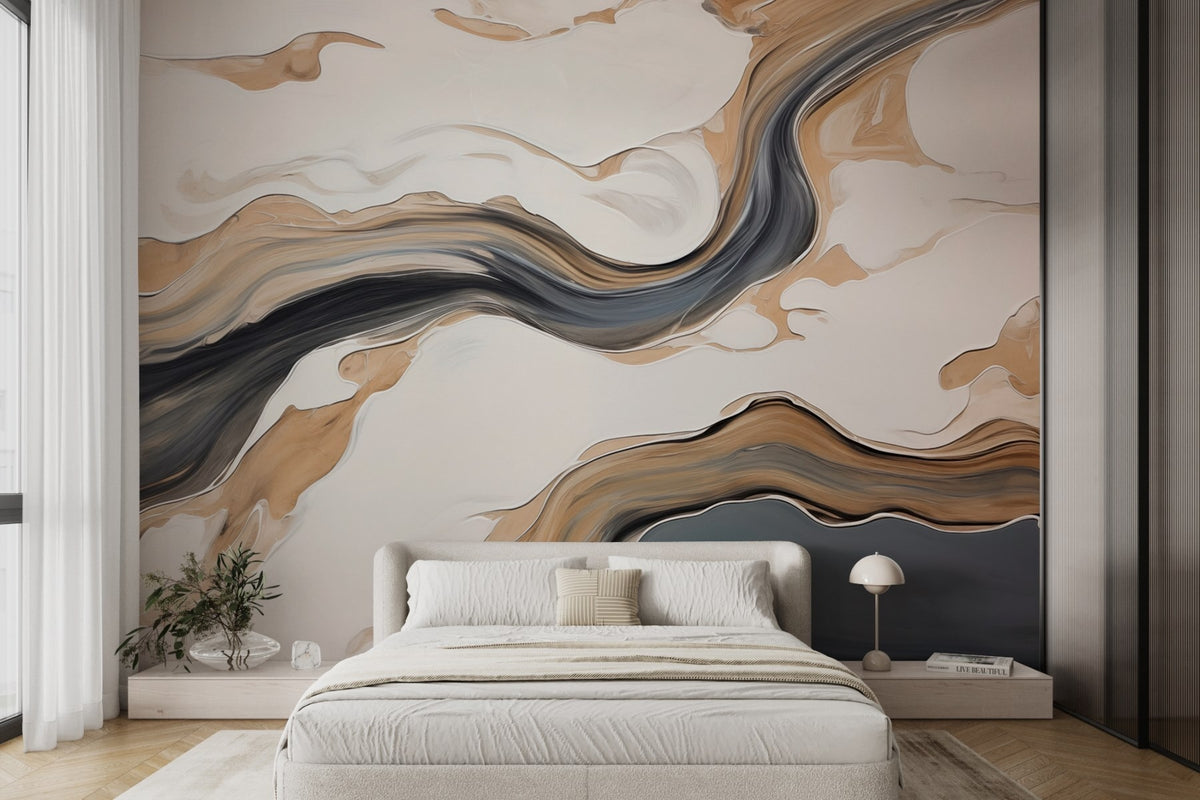 Papier peint Bandes fluides aux tons terre