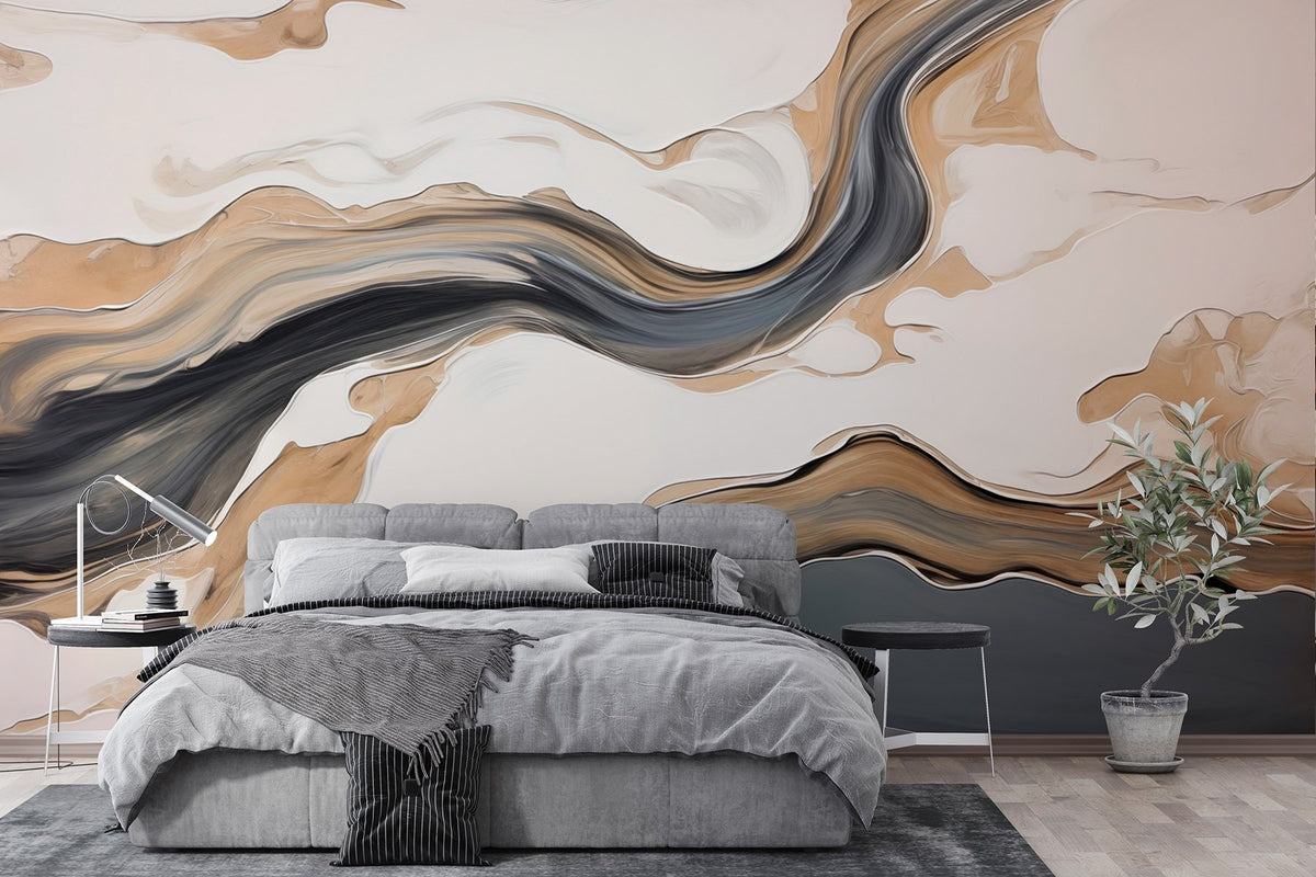 Papier peint Bandes fluides aux tons terre