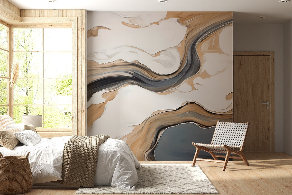 Papier peint Bandes fluides aux tons terre