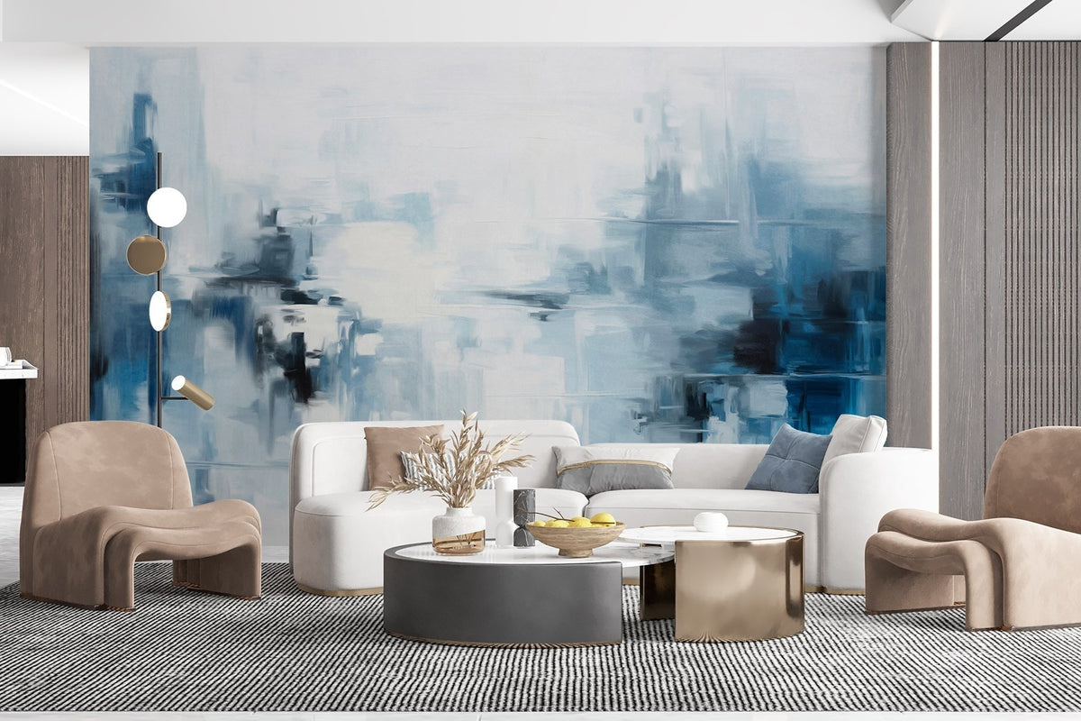Papier peint Reflets bleus en peinture