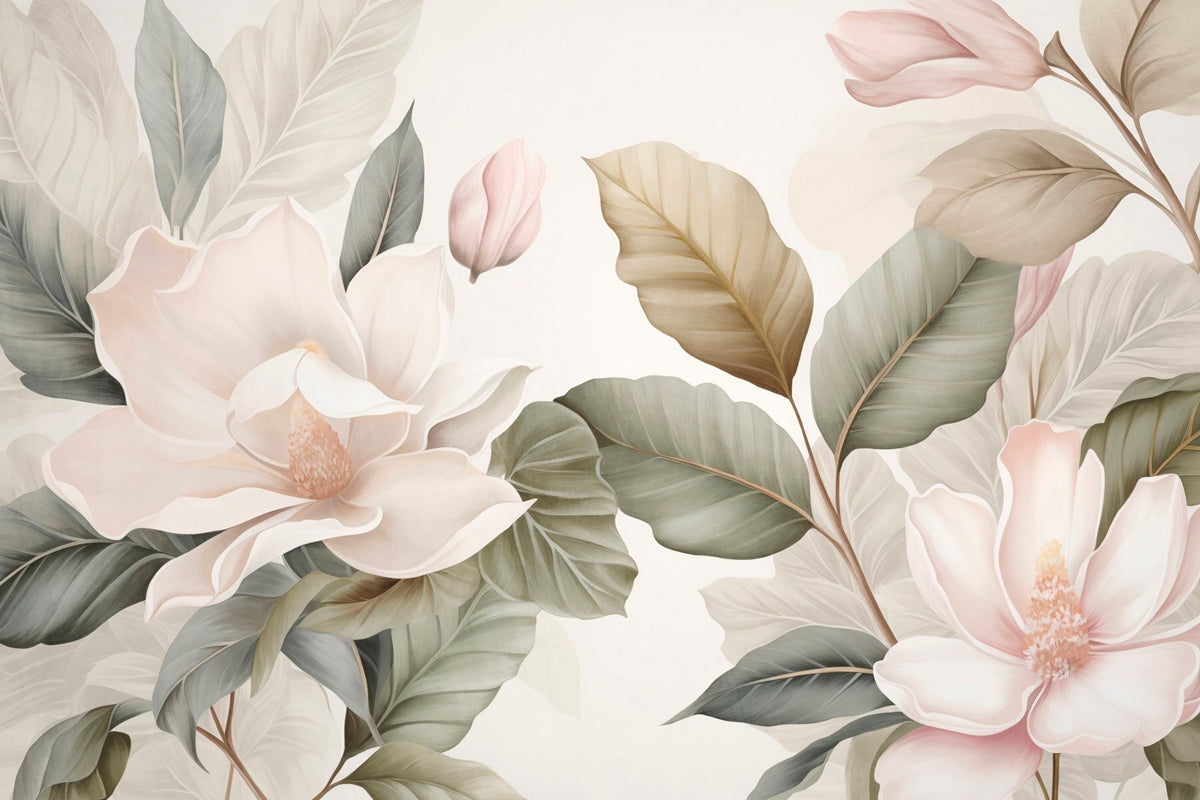Papier peint Magnolia en pastel