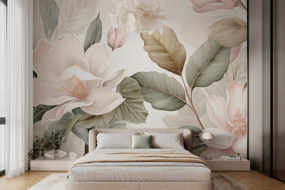 Papier peint Magnolia en pastel