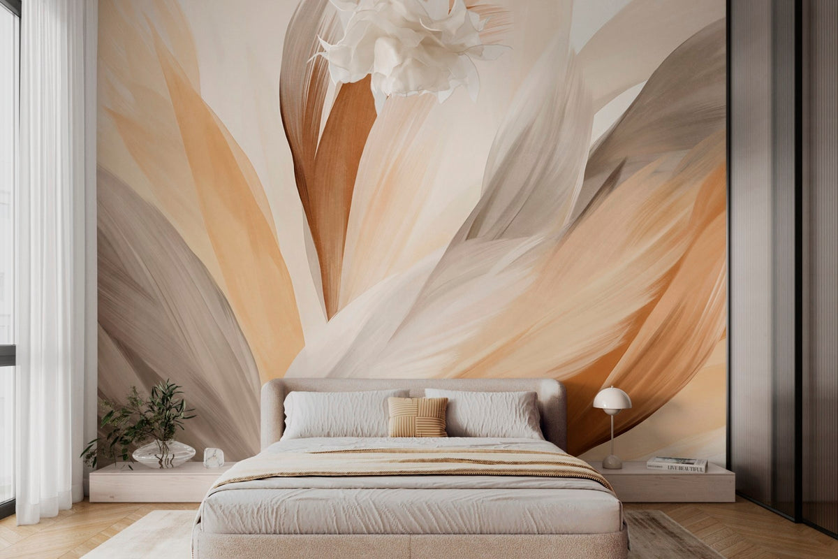 Papier peint Plumes en strates ocre