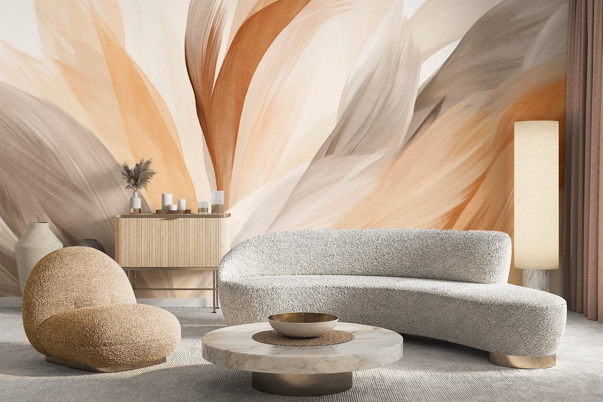 Papier peint Plumes en strates ocre