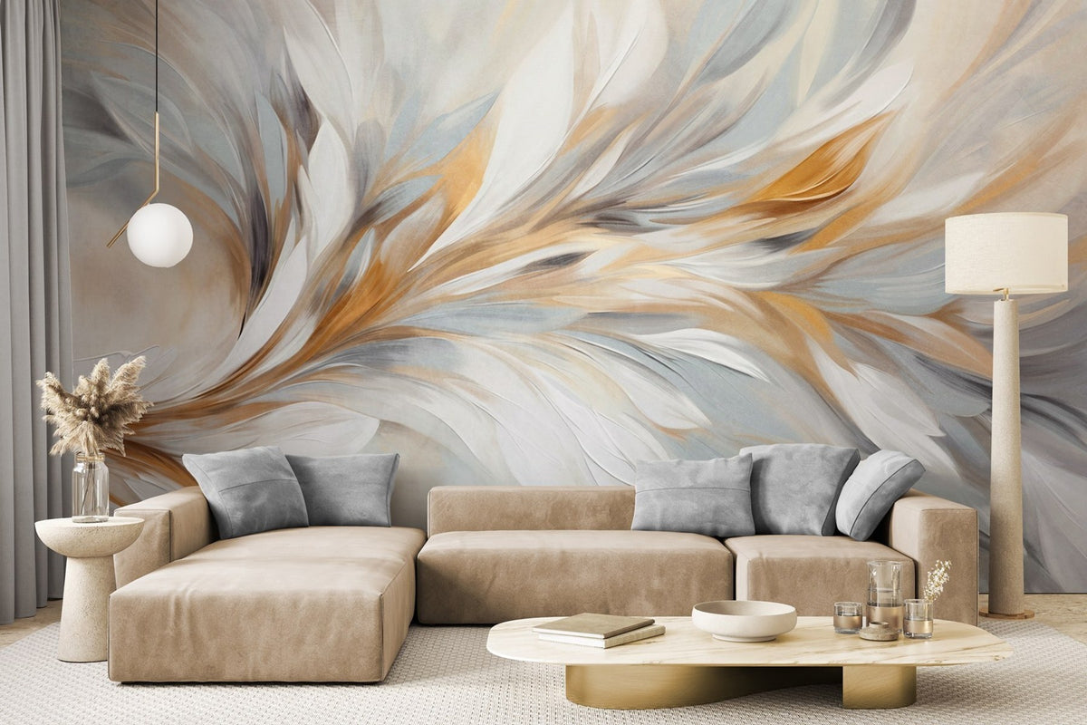 Papier peint Touches ambre et argent