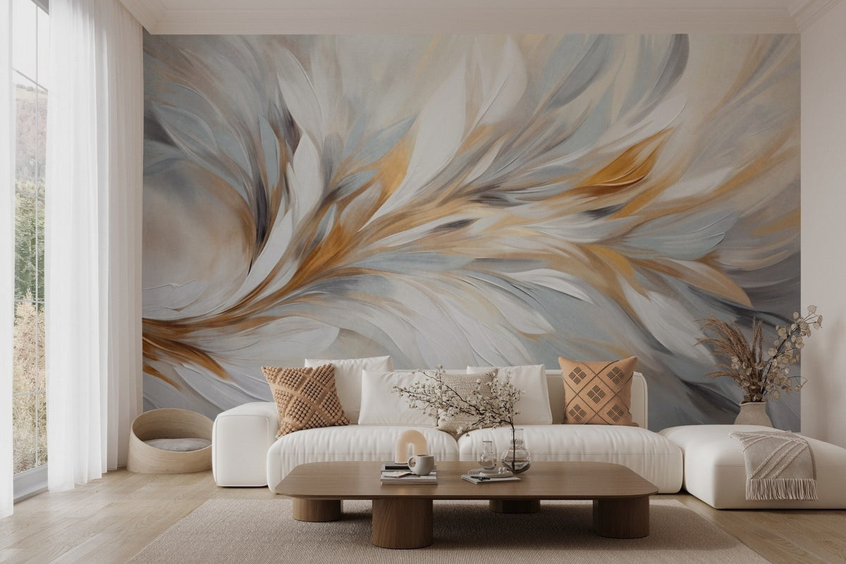 Papier peint Touches ambre et argent