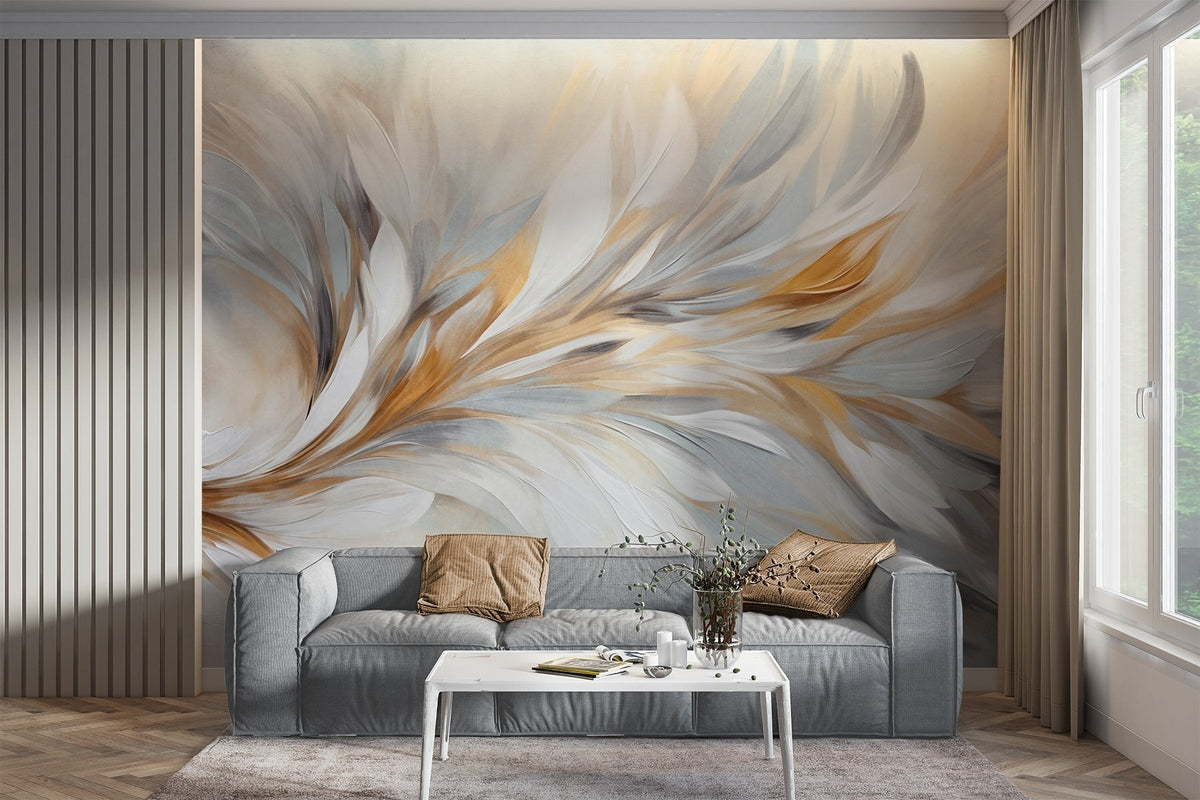 Papier peint Touches ambre et argent
