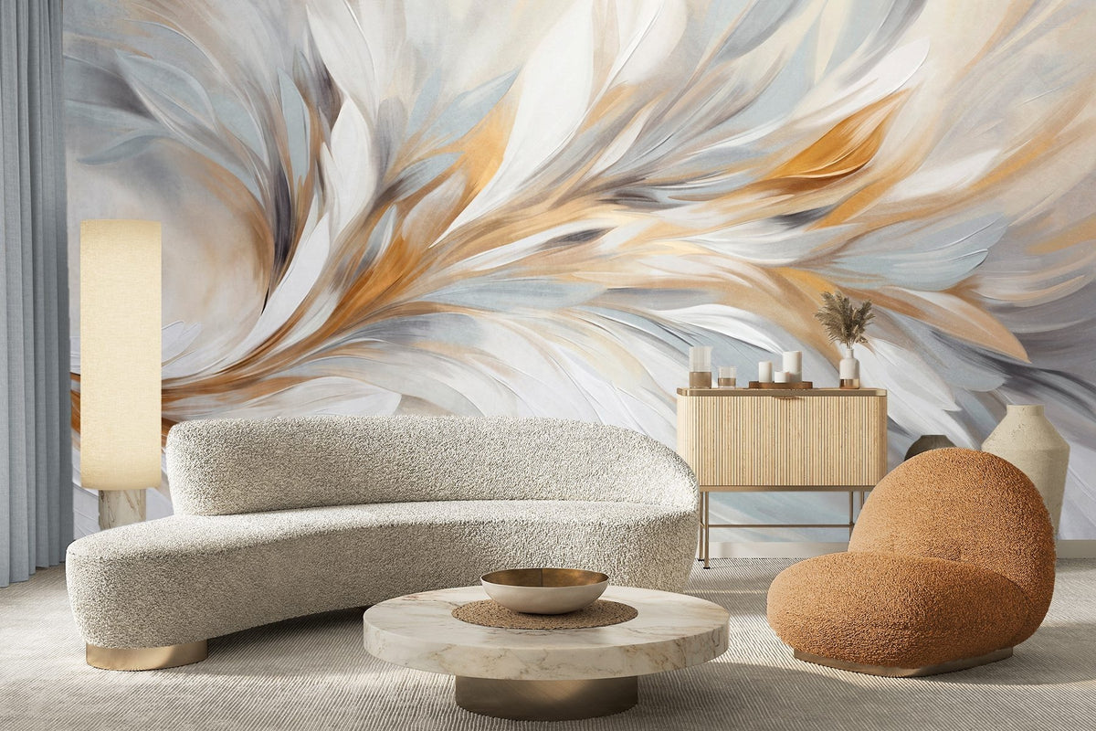Papier peint Touches ambre et argent