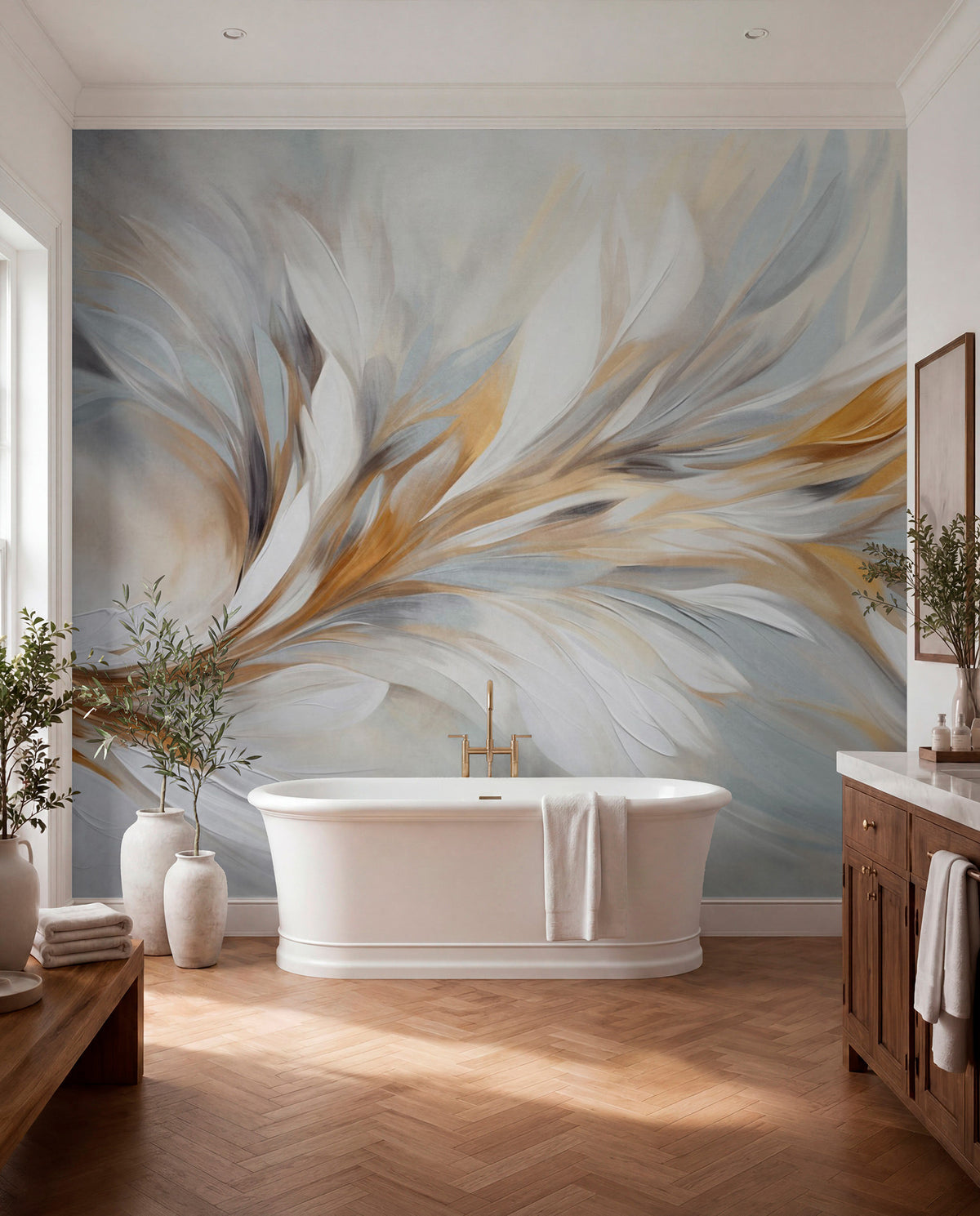 Papier peint Touches ambre et argent