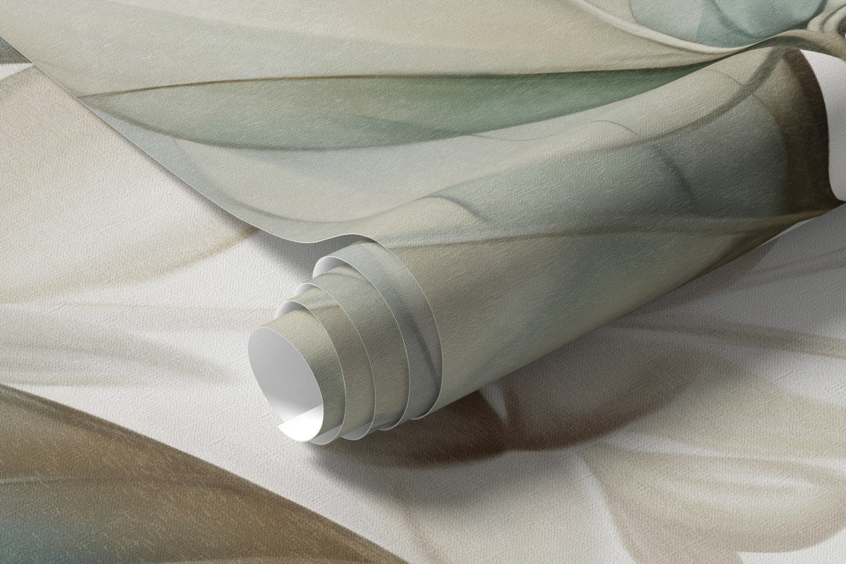 Papier peint Rameaux turquoise et crème