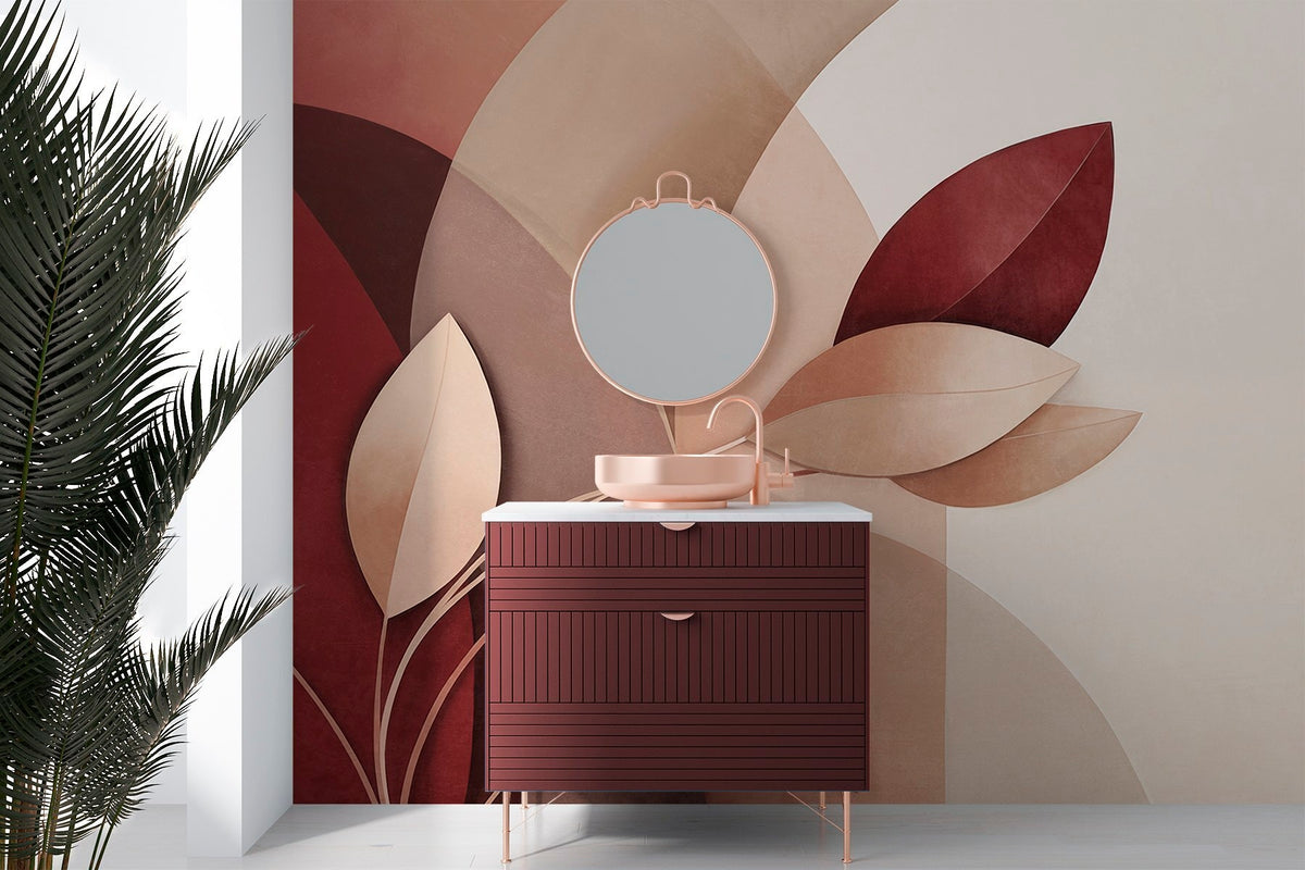 Papier peint Arches botaniques bordeaux