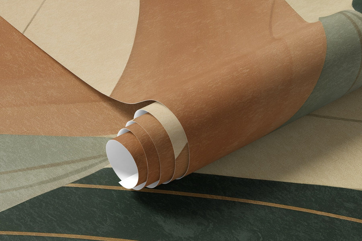 Papier peint Feuilles ocre et mousse