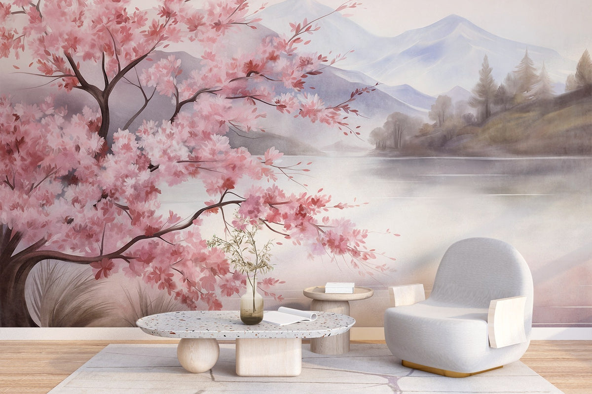 Papier peint Floraison au bord du lac