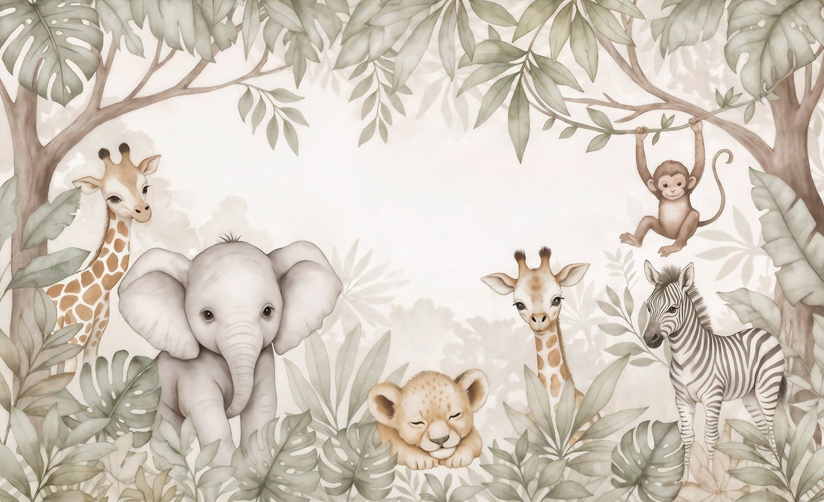 Papier peint Safari sous les branches