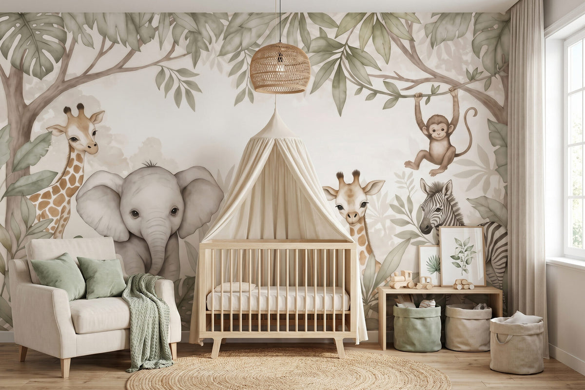 Papier peint Safari sous les branches