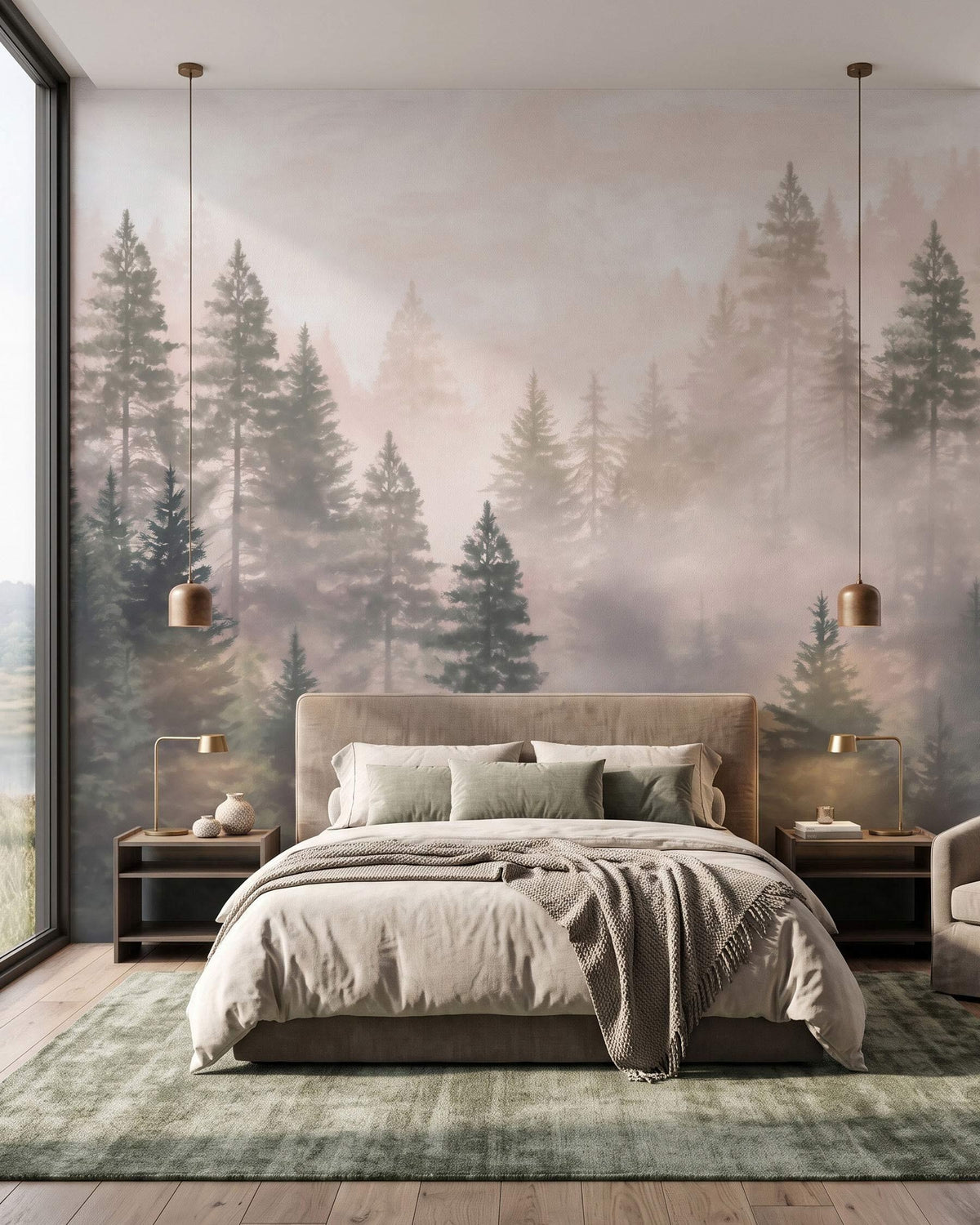 Papier peint Voile de brume en forêt