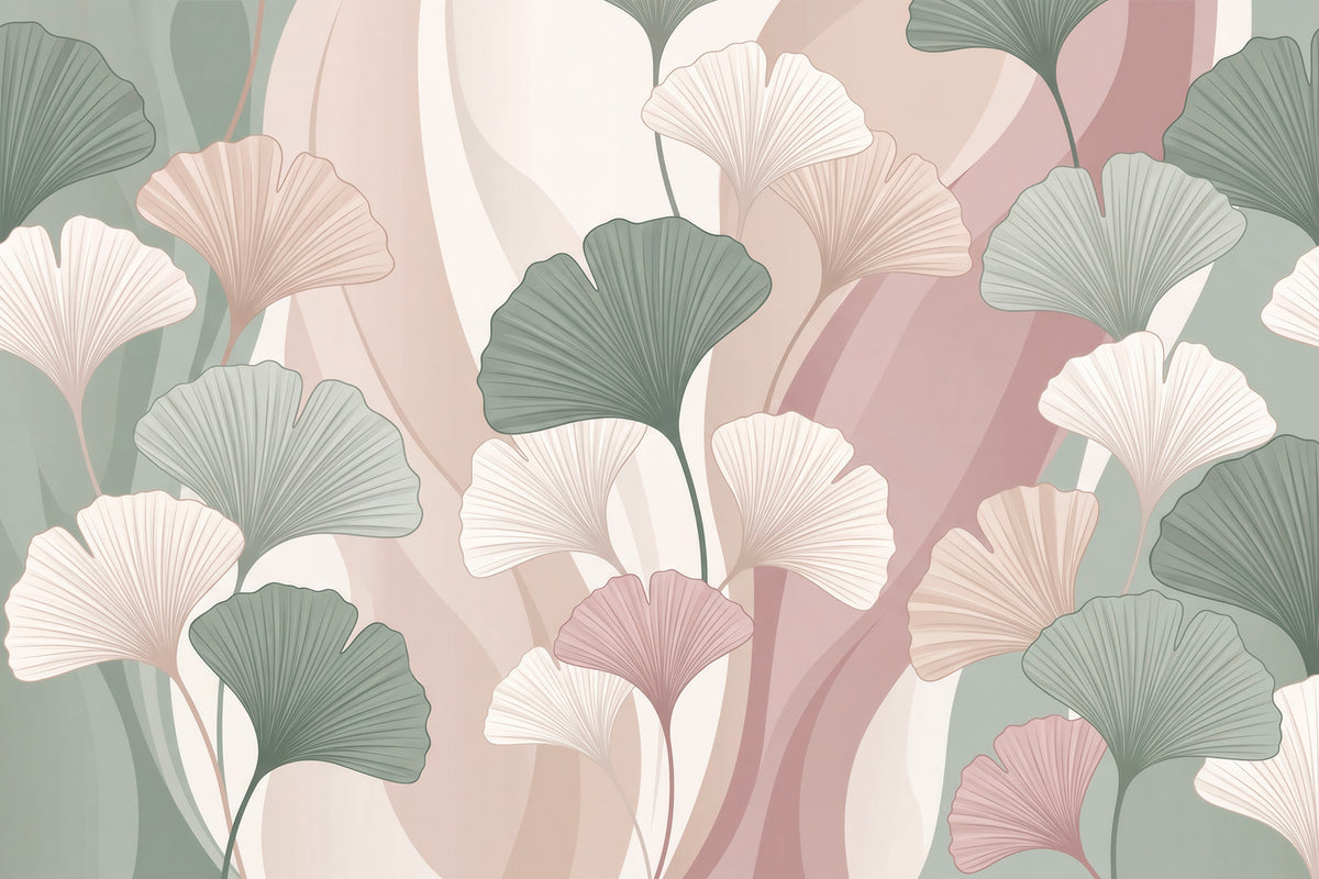 Papier peint Ginkgo en pastel