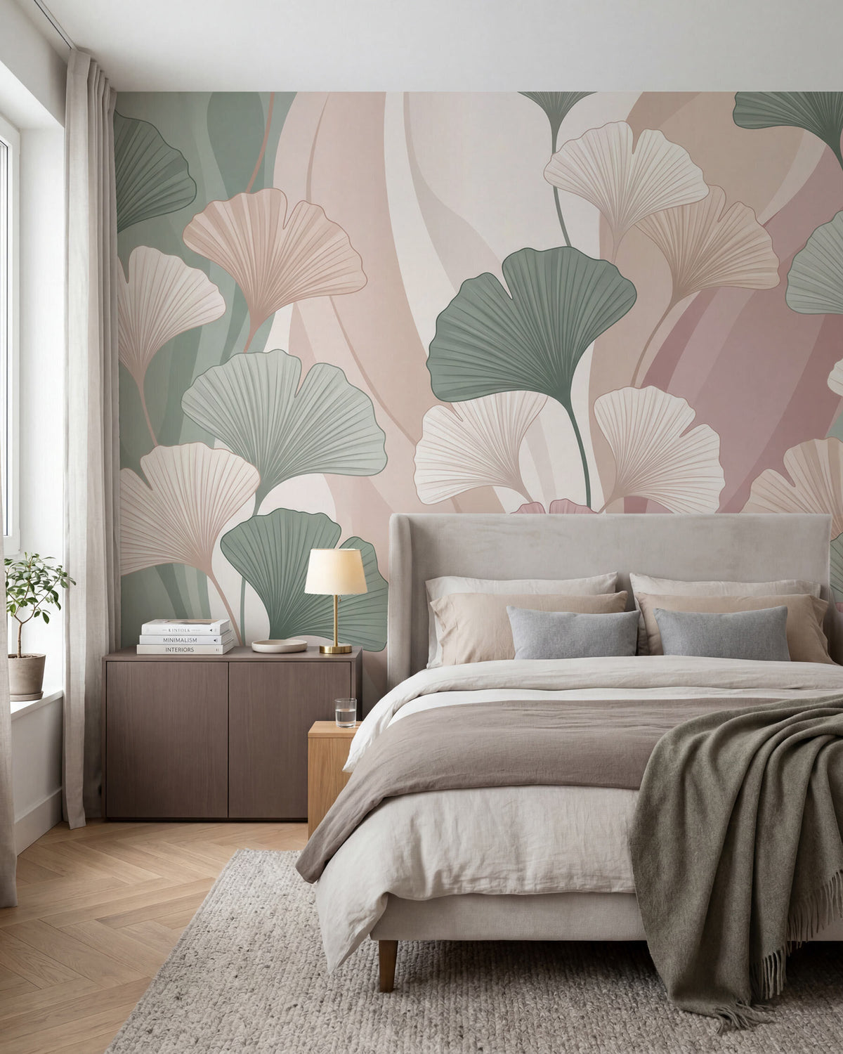 Papier peint Ginkgo en pastel